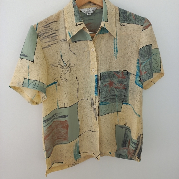 Vintage Abstract Patterned Women’s Shirt Size M US - Picture 1 of 11
